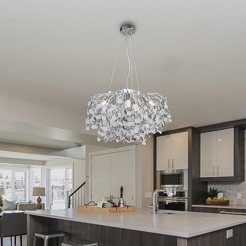 نجف مودرن شجر فضي مع شفاف مع رمادي E14*10 لمبة مقا...