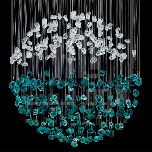 نجف حجر معلق درج ازرق شفاف شكل دائري