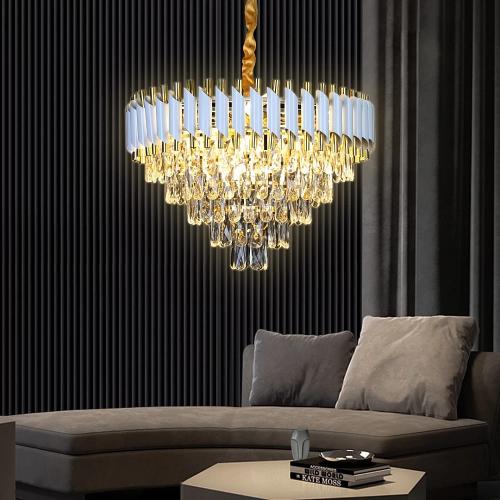 نجف كريستال لون الشكل ابيض مع ذهبي تصميم أنيق وراق...