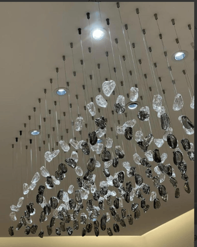 نجف حجر كرستال معلق شكل مستطيل المقاس 56 * 1.2 الل...