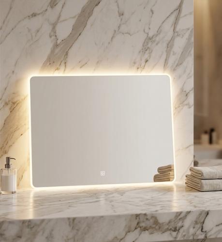 مرايا حائط LED مستطيلة بإضاءة خلفية ثلاثية الألوان...