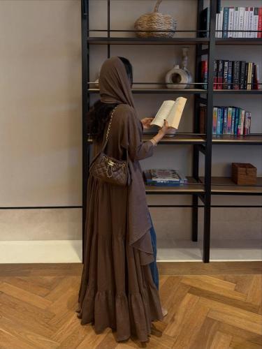 عباية شيفون كسرات مبطن - عبايات ساره