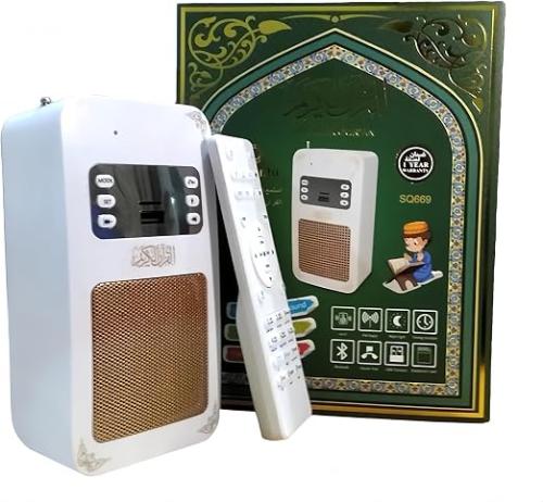 مكبر صوت ذكي محمول SQ669 يثبت على الحائط مع بلوتوث وتحكم عبر التطبيق وإضاءة ليلية ليد وراديو/USB وSD، وقابس محمول لمشغل سور القرآن...