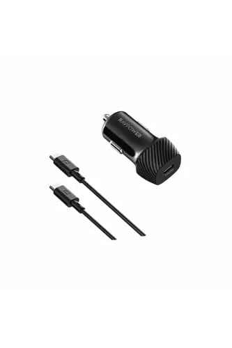 شاحن سيارة RP-VC1018 PD Pioneer 20W + كابل USB-C إلى USB-C باللون الأسود