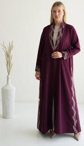 عباية بليزر كريب كوري لون عنابي