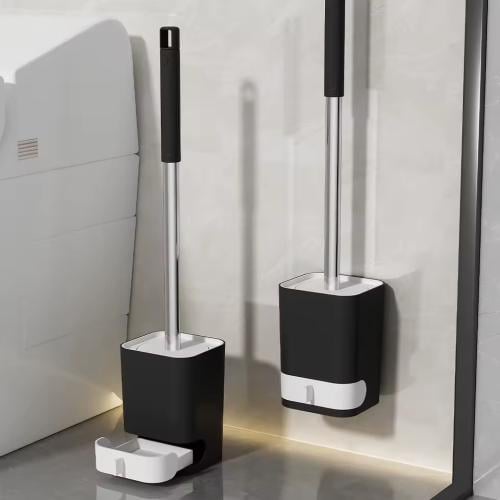 مجموعة فرشاة تنظيف المرحاض وحاملها بتصميم عصري. تت...