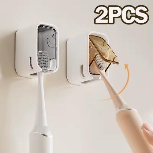 مجموعة من حاملات فرش الأسنان المثبتة على الحائط مع...