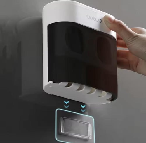 حامل فرش أسنان يُثبّت على الحائط، مزود بموزع معجون...