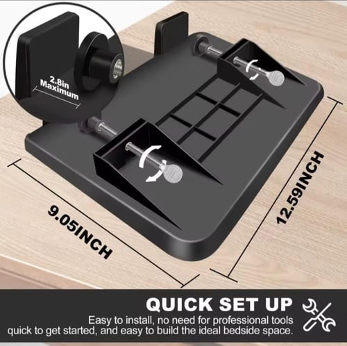 رفّ جانبي للسرير، خالٍ من الثقوب، مصمم لتخزين مريح...