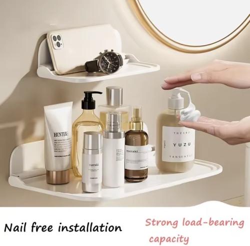 رف حمام جداري قابل للطي، لترتيب العطور وأدوات العن...