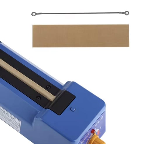 جهاز لحام نبضي أزرق اللون، يُستخدم لإغلاق الأكياس...