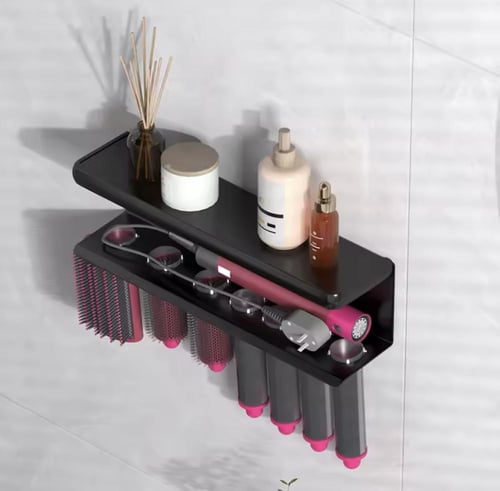 رف تخزين جداري مصمم لتنظيم أدوات ومستلزمات تصفيف ا...