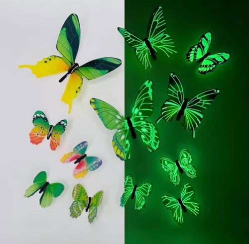 12 قطعة من ملصقات الجدران ثلاثية الأبعاد على شكل ف...