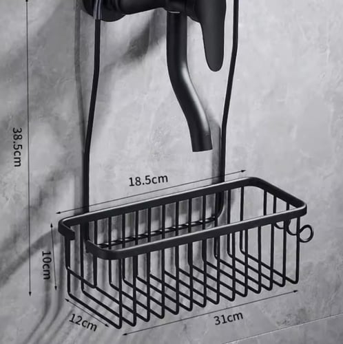 حاملة دش معدنية تُثبّت على الحائط. تتميز بتصميم سل...