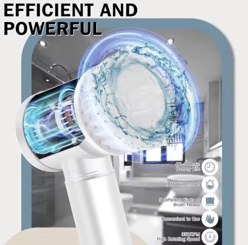 فرشاة تنظيف كهربائية مزودة بمقبض، مصممة لمختلف مها...