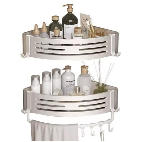 رف حمام أنيق وعصري، مصمم لتنظيم مستحضرات التجميل و...