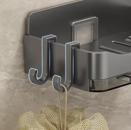 حامل صابون حائطي بتصميم عصري أنيق. يتميز بفتحة تصر...
