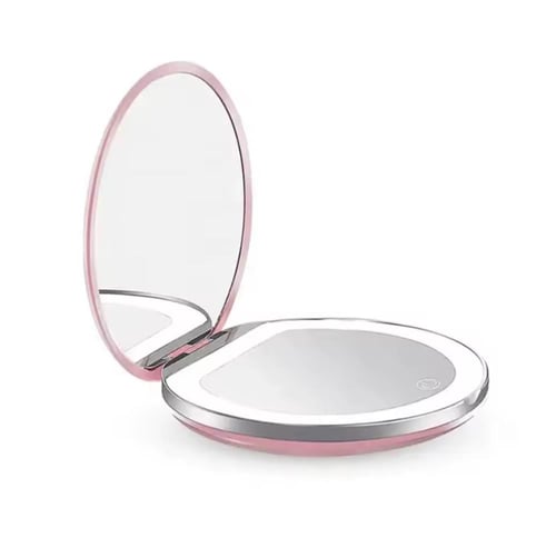 مرآة مكياج محمولة قابلة لإعادة الشحن مزودة بإضاءة...