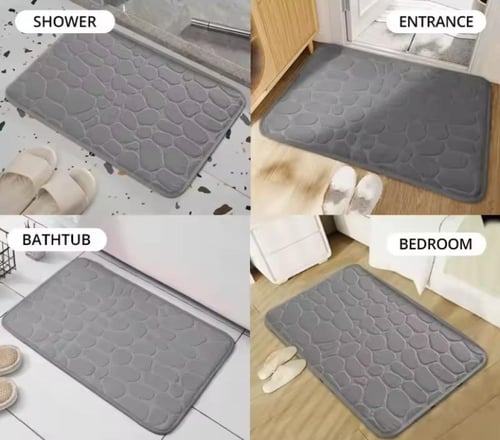 سجادة حمام أنيقة بتصميم حصوي فريد، تُضفي لمسةً عصر...