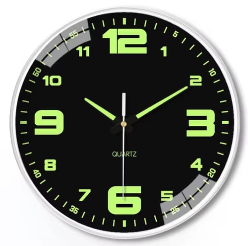 ساعة حائط دائرية 8 بوصة تتكون من أرقام وعقارب خضرا...
