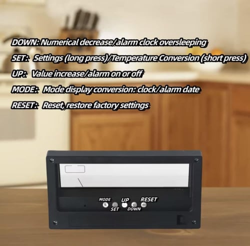 ساعة مكتب رقمية بشاشة كبيرة تعرض الوقت، وتوقعات ال...