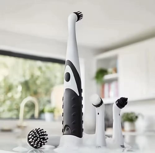 مجموعة فرش تنظيف تعمل بالبطارية تتضمن رؤوس فرشاة م...