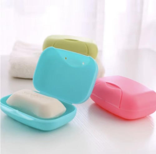 علب صابون بلاستيكية مستطيلة ملونة، مصممة لتخزين وح...