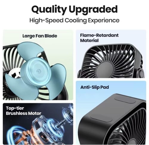 مروحة مربعة الشكل تعمل بمنفذ USB، مزودة بحامل مرن....