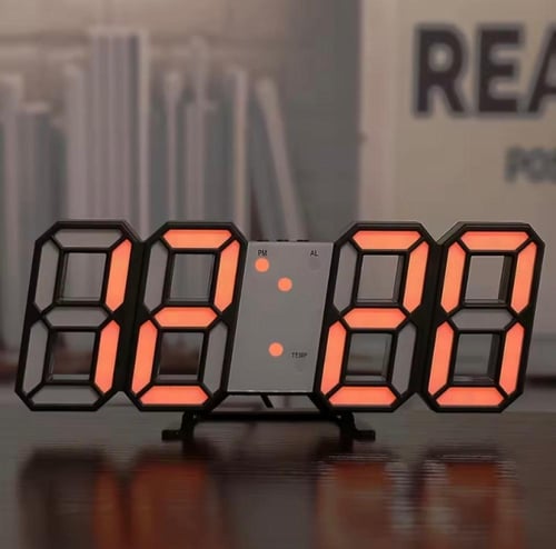ساعة منبه رقمية عصرية، تتميز بشاشة LED كبيرة وواضح...