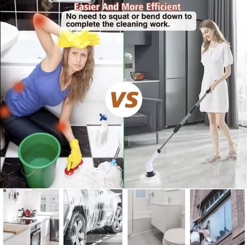 مجموعة فرشاة تنظيف كهربائية مزودة بفرشاة يدوية لاس...