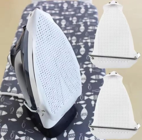 غطاء أبيض للوح الكي. يحتوي على حلقات معدنية في الأ...