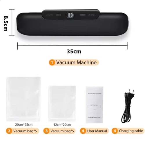 جهاز أنيق لتغليف الطعام بالتفريغ الهوائي، يتميز بش...