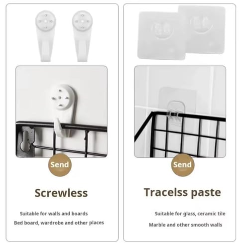 رفوف جدارية مصنوعة من مزيج من الخشب والشبك المعدني...