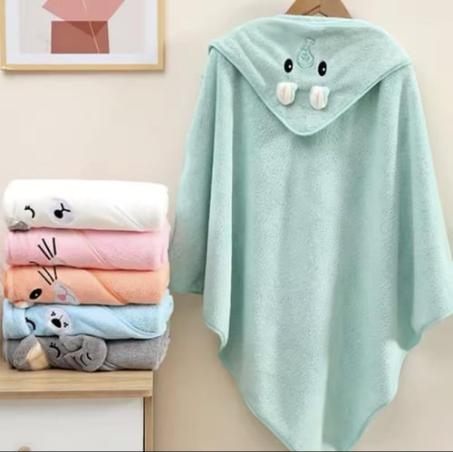 منشفة حمام أطفال بغطاء رأس، تتميز بتصاميم حيوانات...