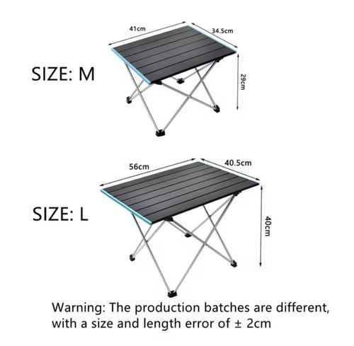 طاولة ألومنيوم محمولة وقابلة للطي، بسطح أسود. مناس...