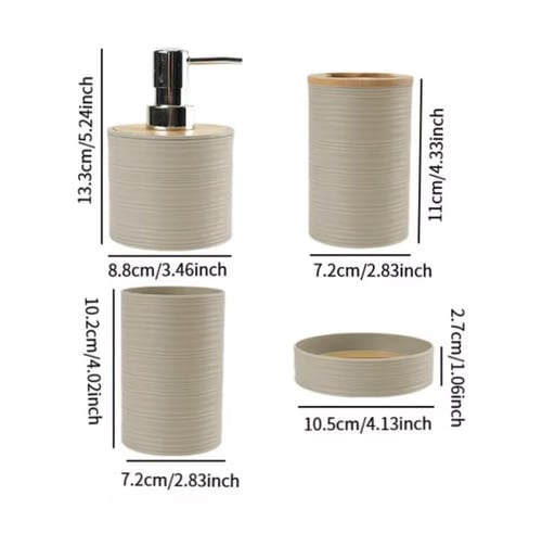 مجموعة إكسسوارات حمام مكونة من أربع قطع. تشمل موزع...