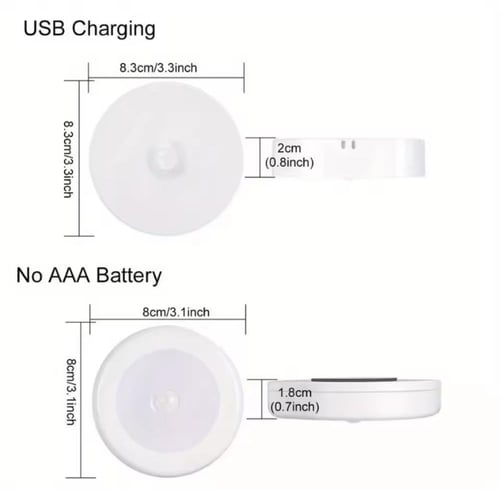 مصباح ليلي LED يُشحن عبر USB، مزود بستة مصابيح LED...