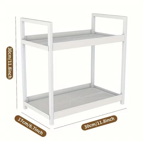 منظم معدني بطبقتين، مصمم للاستخدام في الحمام يتميز...