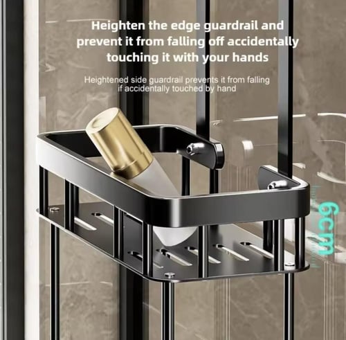 سلة استحمام سوداء معلقة، مصممة لتخزين الحمام، تُثب...