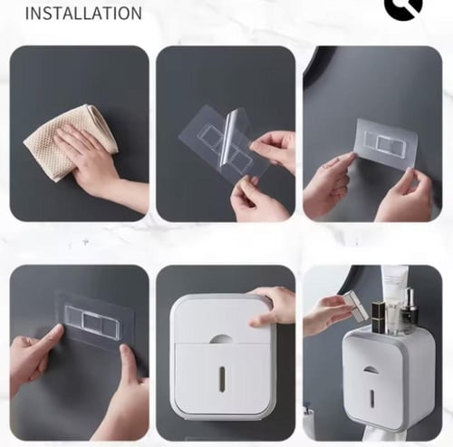 صندوق لحفظ ورق التواليت مصمم للتركيب على الحائط دو...