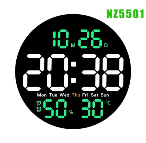 ساعة حائط رقمية حديثة تتميز بتصميم دائري أنيق. تعر...