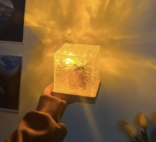 مصباح كريستال ليلي أنيق بتصميم تموجات مائية، يُضفي...