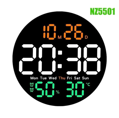 ساعة حائط رقمية حديثة تتميز بتصميم دائري أنيق. تعر...