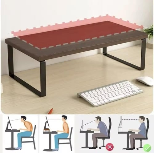 طاولة شاشة مكتبي أنيق وعملي. يتميز بسطح خشبي أنيق...