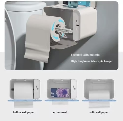 موزع مناديل ورقية أوتوماتيكي يُثبّت على الحائط، مز...