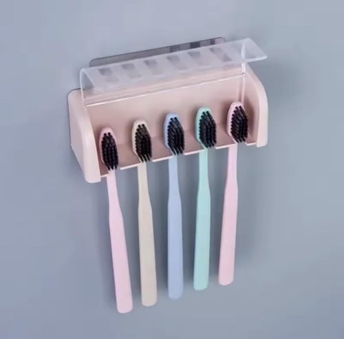 حامل فرش أسنان يُثبّت على الحائط، مصمم لحمل عدة فر...