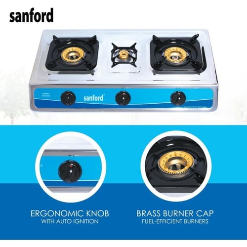 سانفورد موقد غاز - 3 شعلات - فضي - SF5310GC
