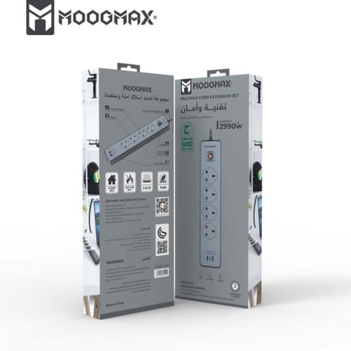 موج ماكس OKAMI وصلة كهرباء طول 3 متر - 7 منافذ - ر...