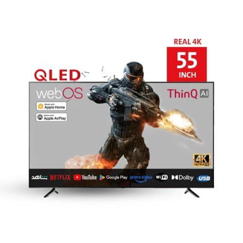 فوجيكا شاشة تلفزيون سمارت 55 بوصة - QLED 4K - أسود...
