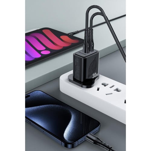 موج ماكس شاحن - منفذين - 30 واط - أسود - MA32-30W